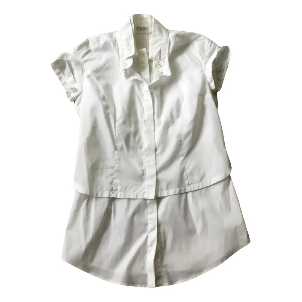 Brunello Cucinelli White Layered Cap Sleeve Shirt